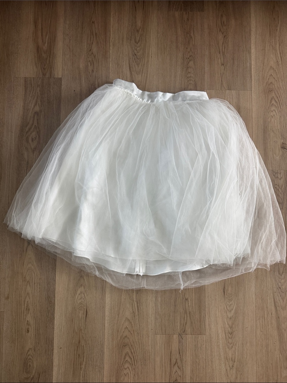 White Tulle Circle Skirt with Satin Waistband